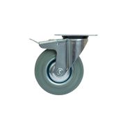 Колесо поворотное серая резина SCB 42 f 100 мм с тормозом